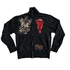 Don Ed Hardy Tiger Zip Up Hoodie Y2K Christian Audigier Men’s L